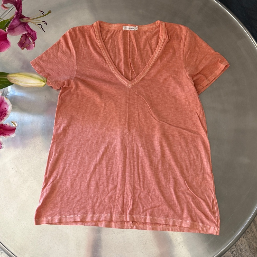 Rag & Bone weathered orange V neck tee size large